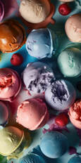 Colorful ice cream scoops